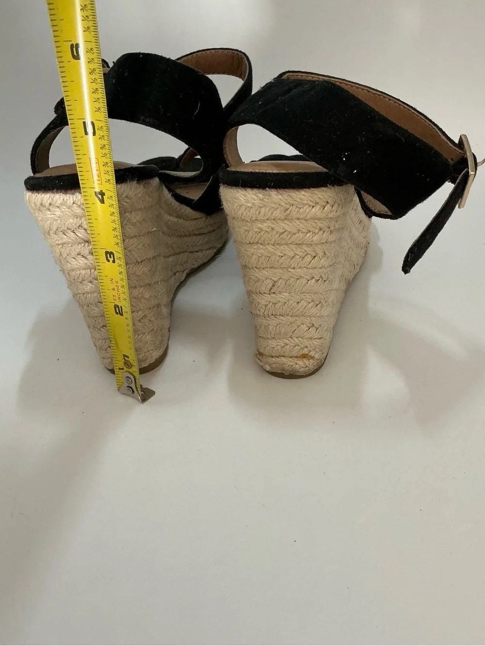 American Eagle Black Faux Suede Espadrille Sandals Ankle Strap Women’s 6.5